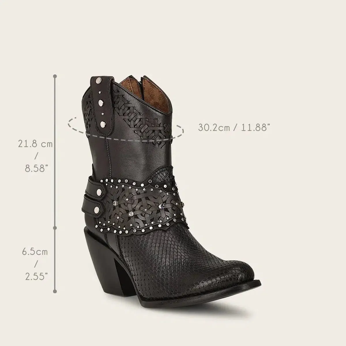 1Z42PH - Cuadra black python skin cowgirl ankle boots for women