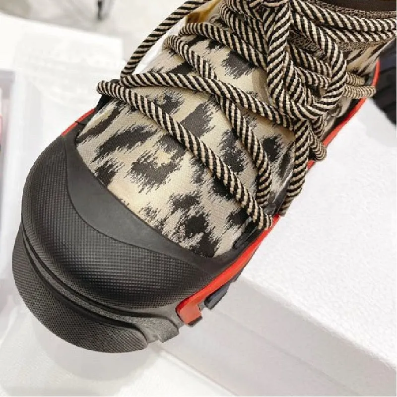 2023 Leopard Print Women Snow Boots Waterproof Non-slip Designer Female Ankle Boots