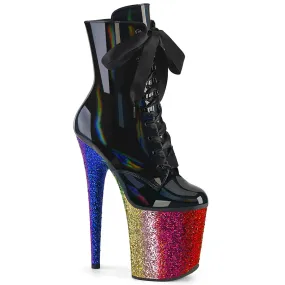 8 Inch Heel FLAMINGO-1020HG Black Holo Patent