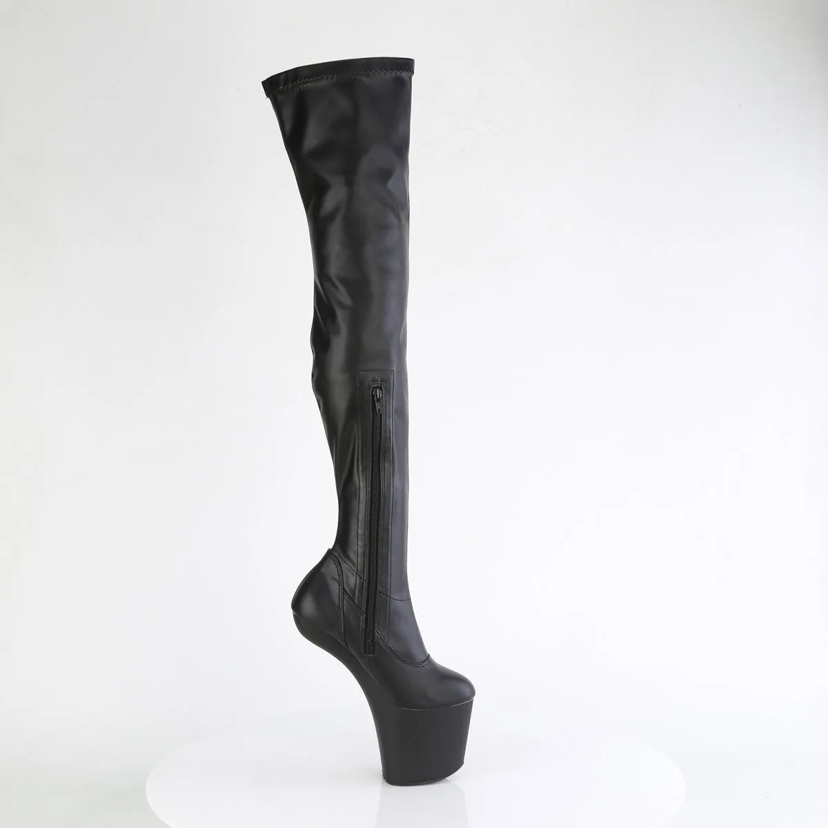 8 Inch Heelless CRAZE-3000 Black Stretch Pu