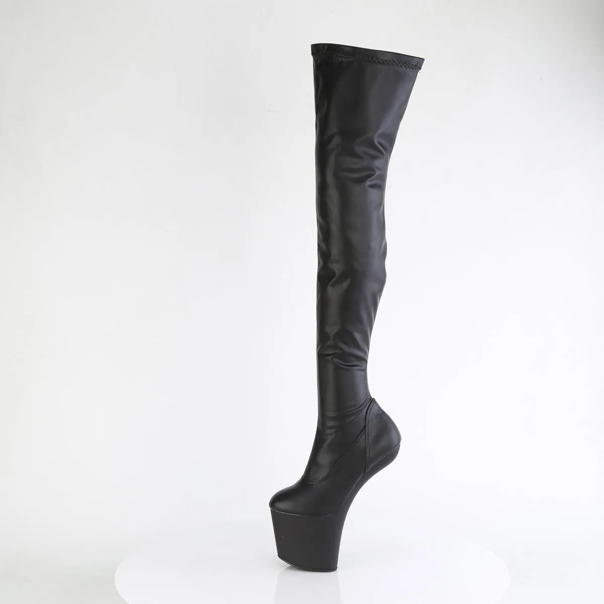 8 Inch Heelless CRAZE-3000 Black Stretch Pu