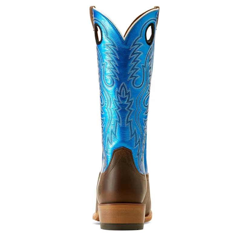 'Ariat' Men's 14 Ringer Cowboy Western Narrow Cutter Toe - Tobacco Toffee / Bright Blue