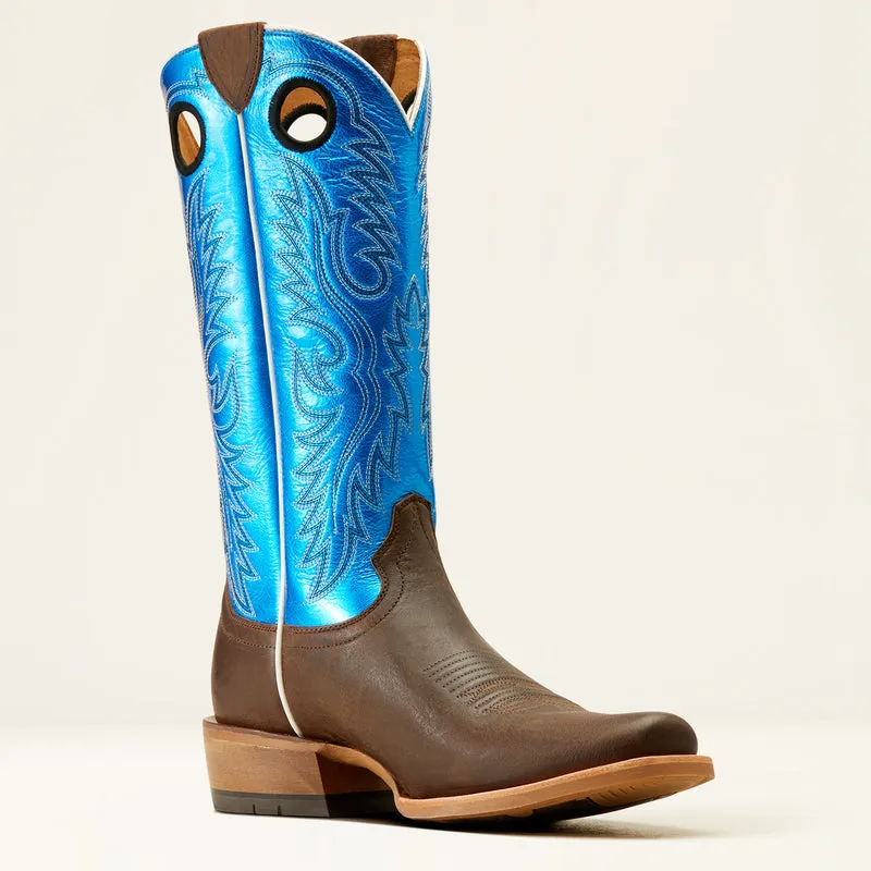 'Ariat' Men's 14 Ringer Cowboy Western Narrow Cutter Toe - Tobacco Toffee / Bright Blue