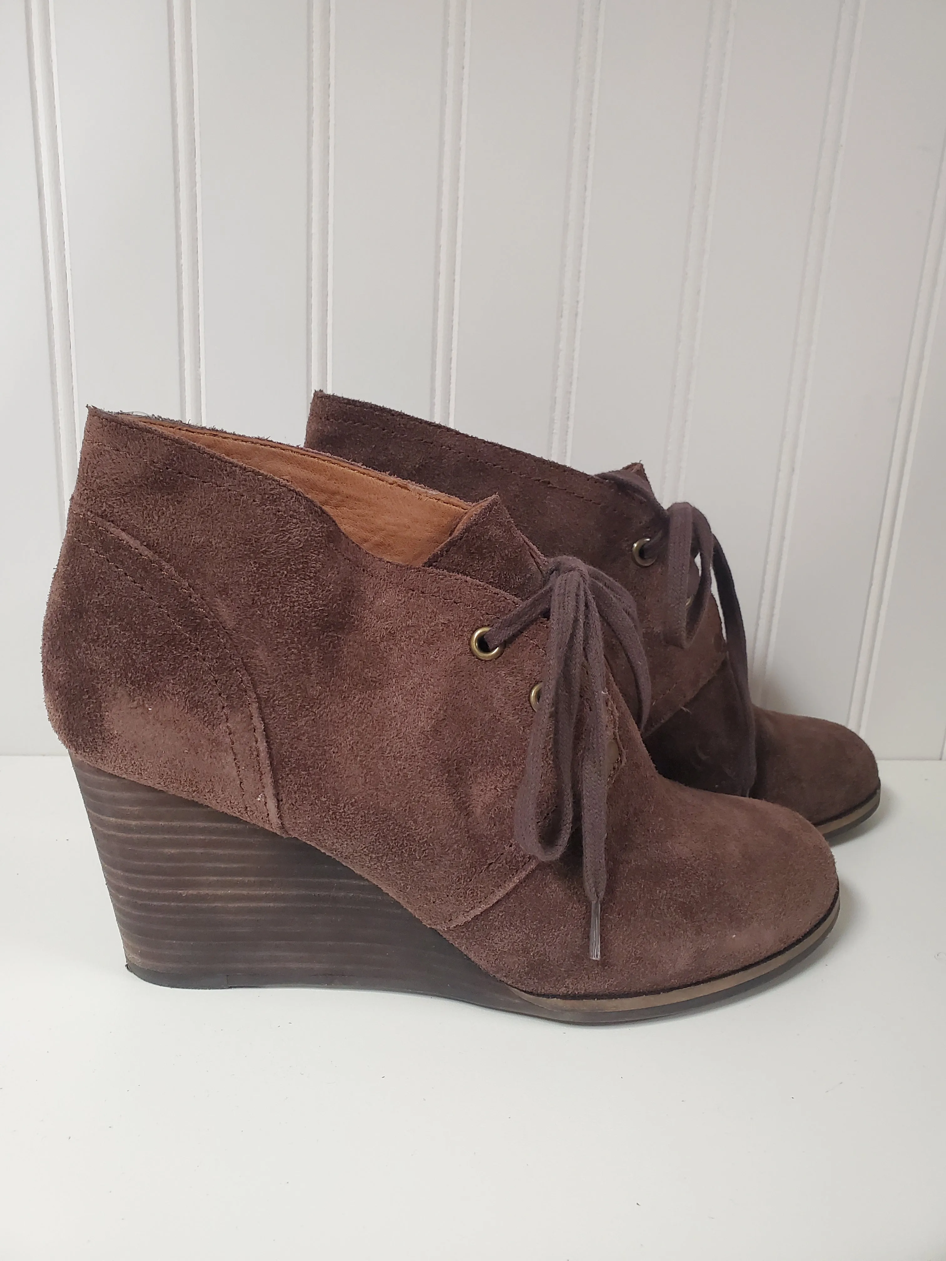 Boots Ankle Heels By Lucky Brand In Brown, Size: 9.5