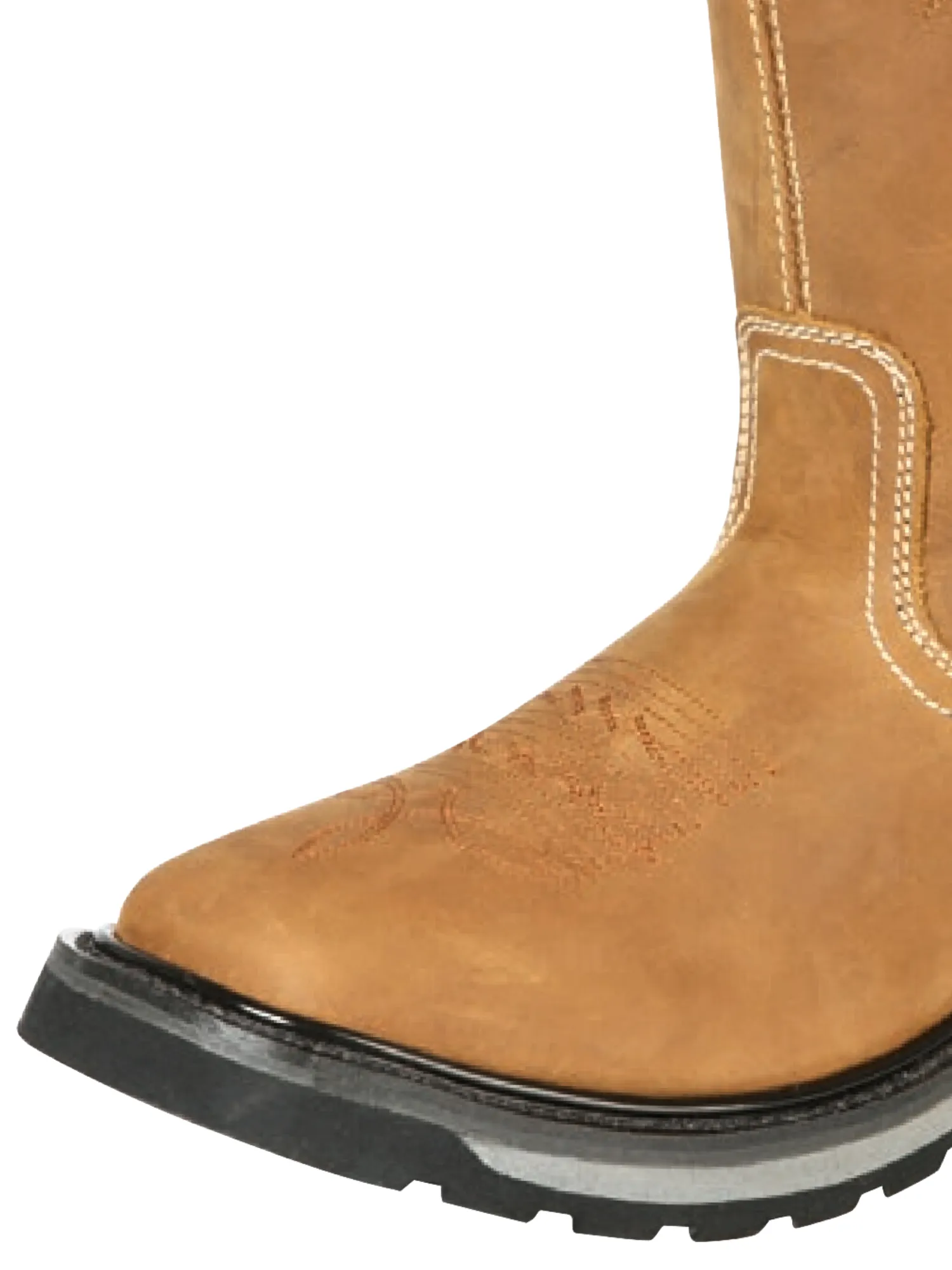 Botas de Trabajo Rodeo de Tubo Pull-On con Punta Suave de Piel Genuina para Hombre 'El General' - ID: 51274