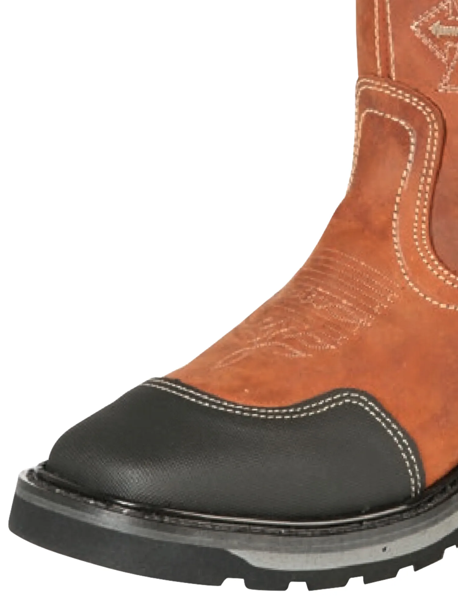 Botas de Trabajo Rodeo de Tubo Pull-On con Punta Suave de Piel Genuina para Hombre 'El General' - ID: 51281