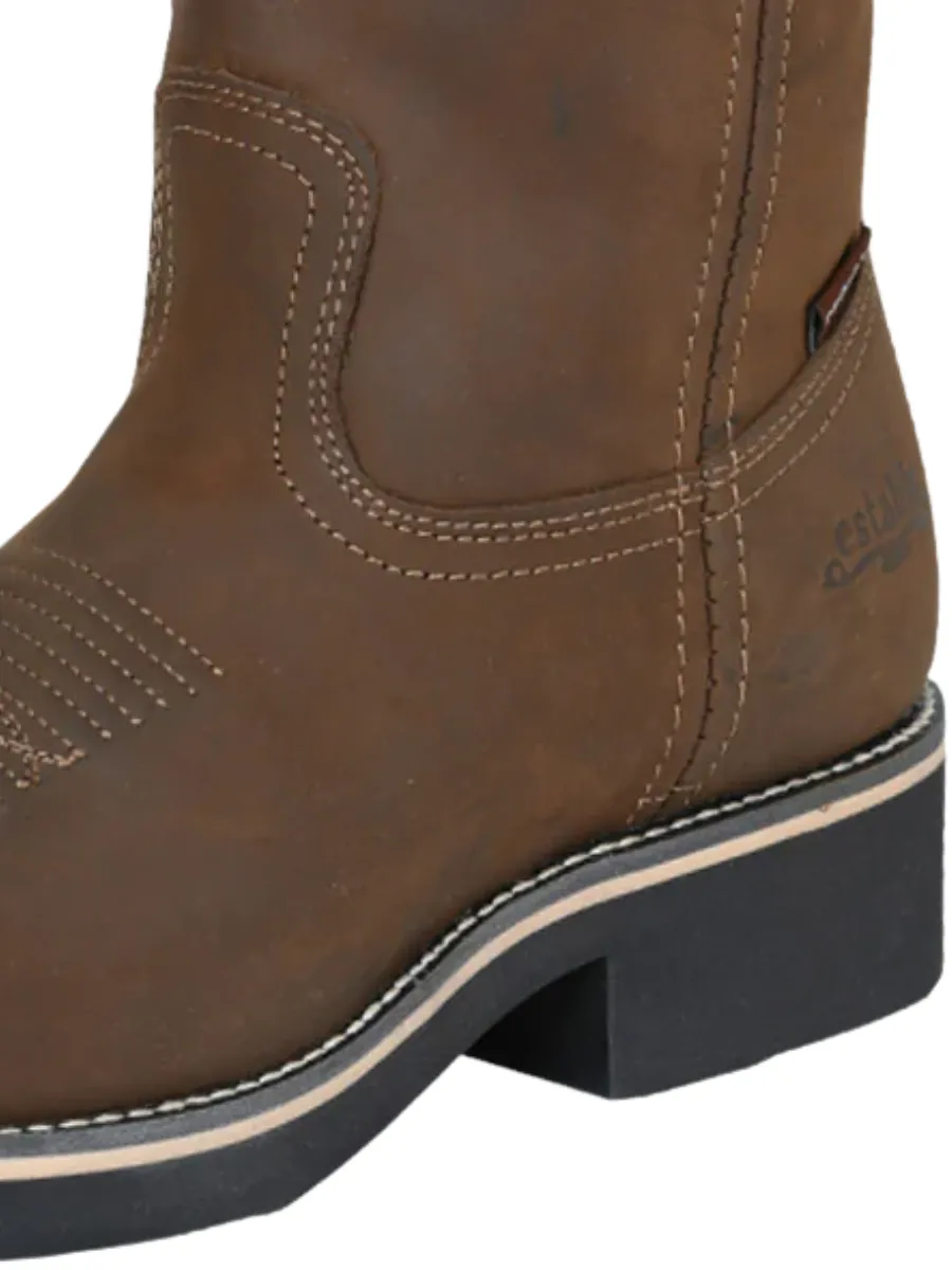 Botas de Trabajo Rodeo de Tubo Pull-On con Punta Suave de Piel Genuina para Hombre 'Establo' - ID: 41550