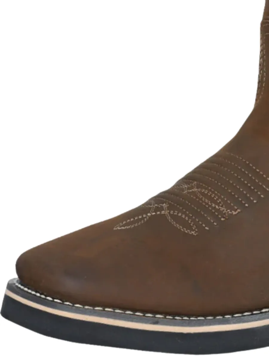 Botas de Trabajo Rodeo de Tubo Pull-On con Punta Suave de Piel Genuina para Hombre 'Establo' - ID: 41550