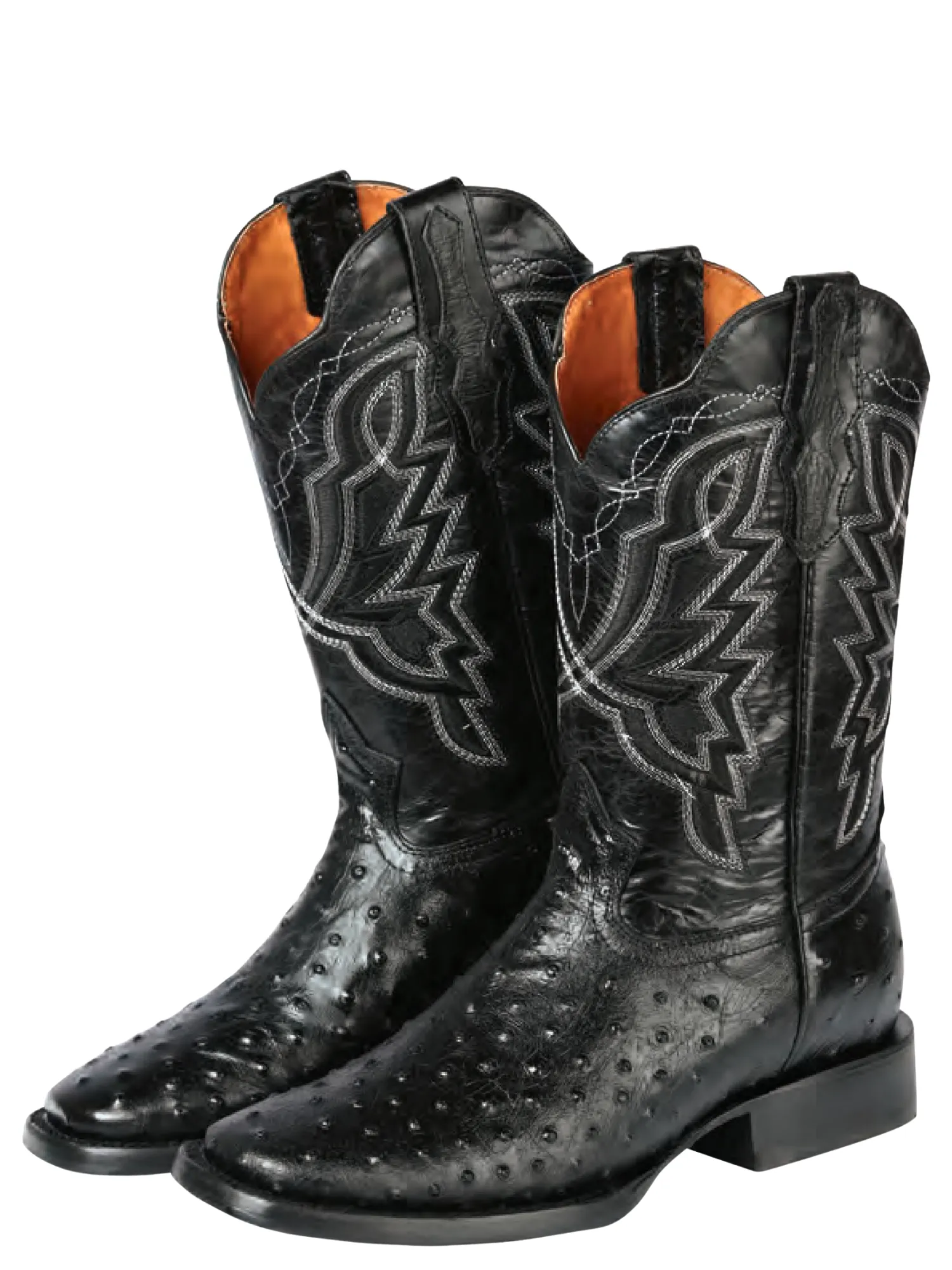 Botas Vaqueras Rodeo Imitacion de Avestruz Grabado en Piel Vacuno para Hombre 'El General' - ID: 44673