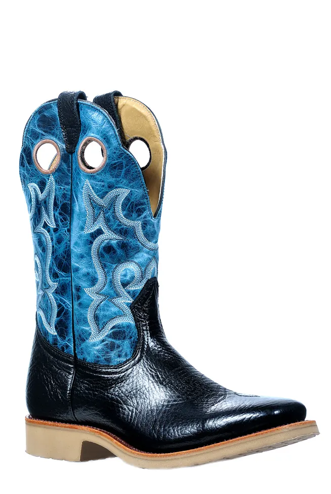 'Boulet' Men's 12 Western Square Toe - Black Shoulder / Lonestar Cobalt