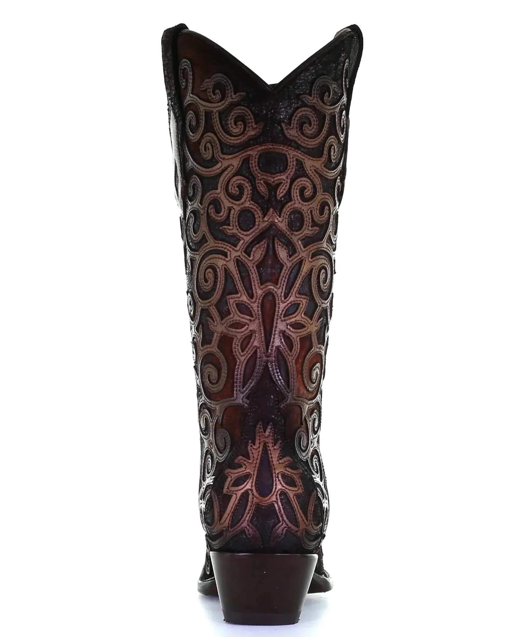 C3744-M Corral brown and red cowhide leather boots for women