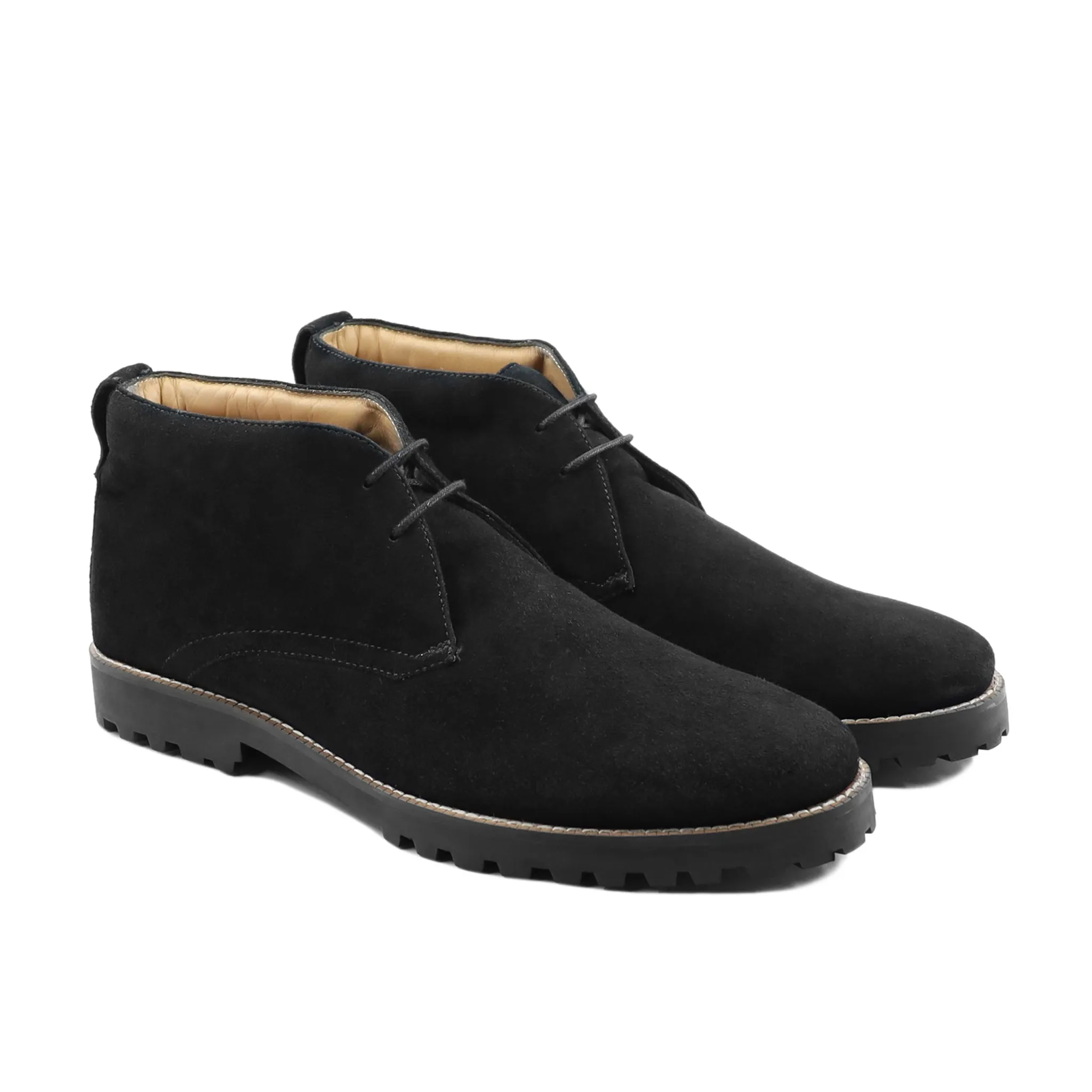 Cadmo - Men's Black Kid Suede Chukka Boot