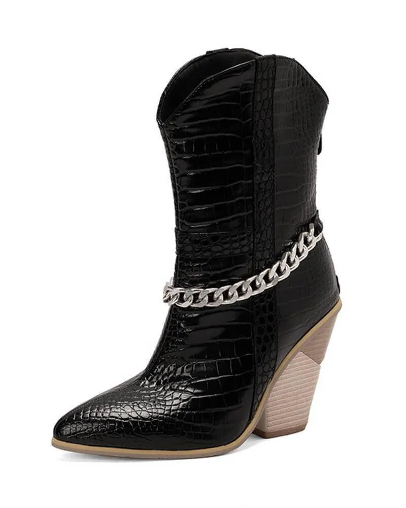 Chic Chain Zipper Boots