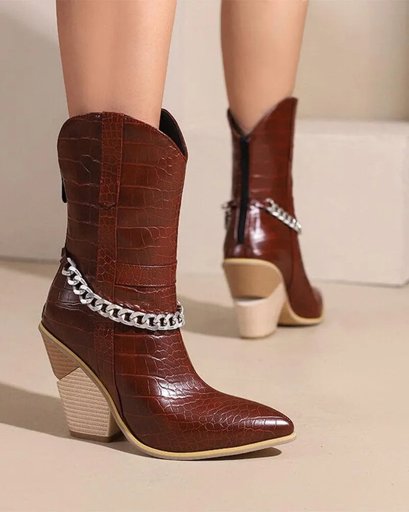 Chic Chain Zipper Boots