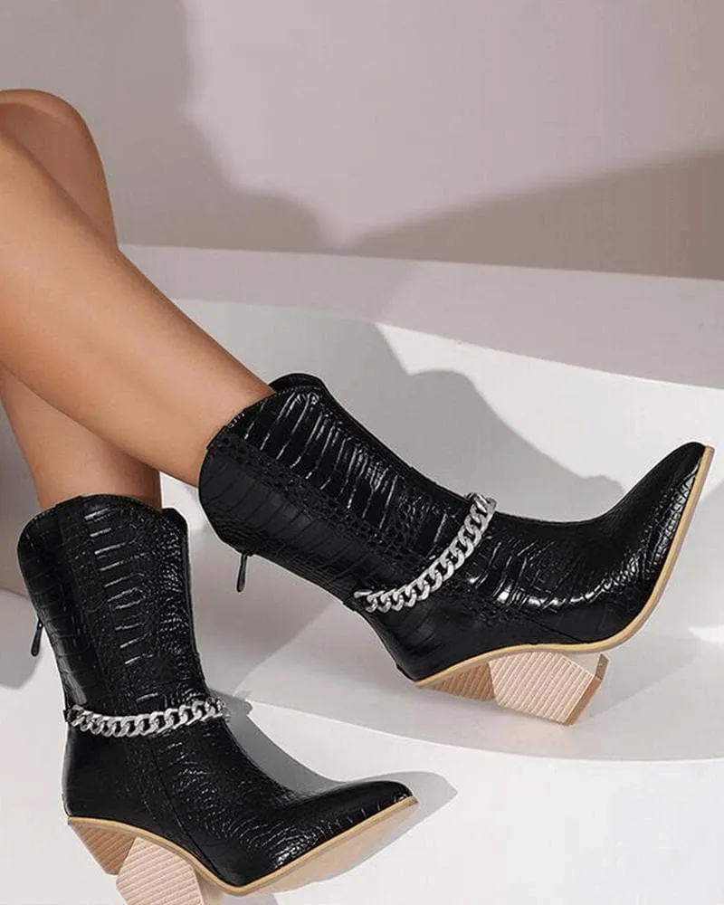 Chic Chain Zipper Boots