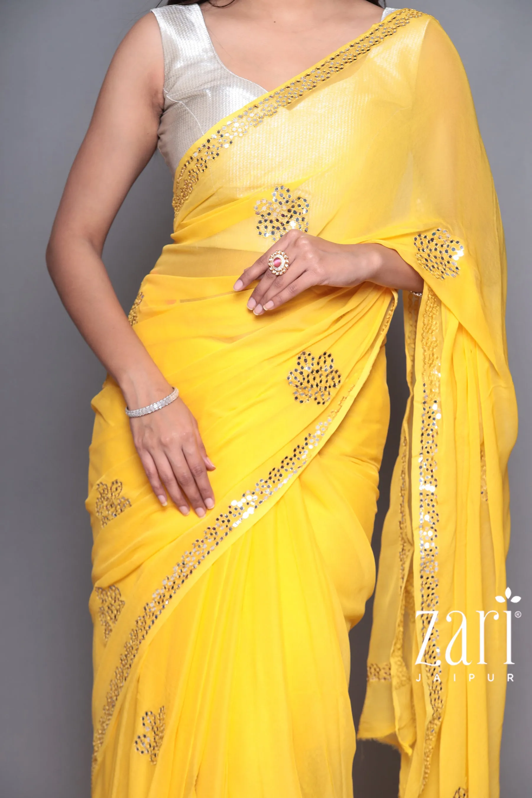 Chiffon Saree with Foil work.