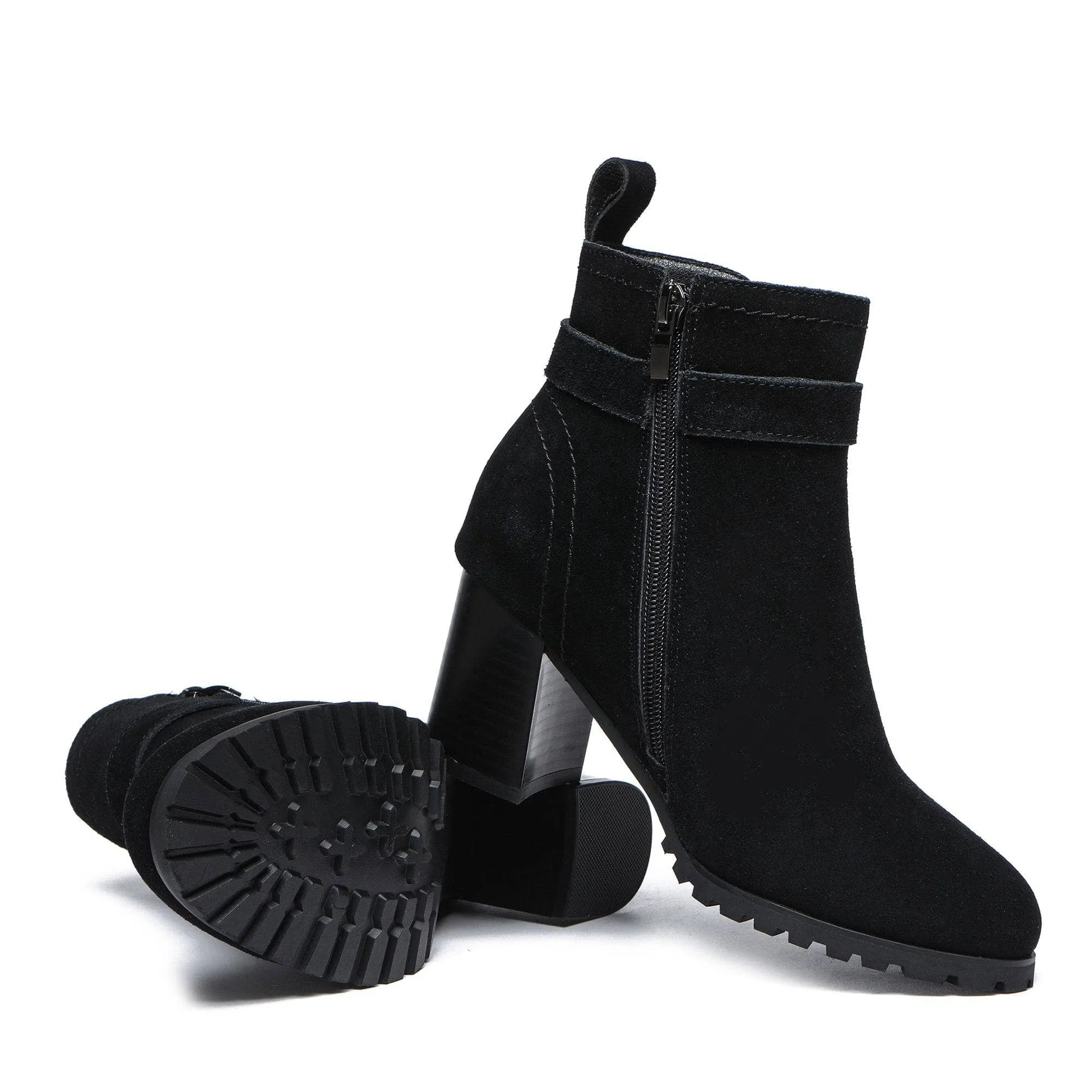 Coney Zipper Leather Ankle Boots