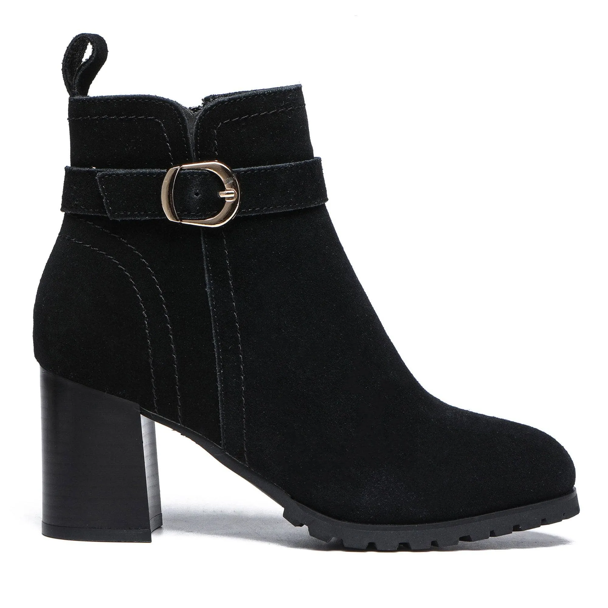 Coney Zipper Leather Ankle Boots