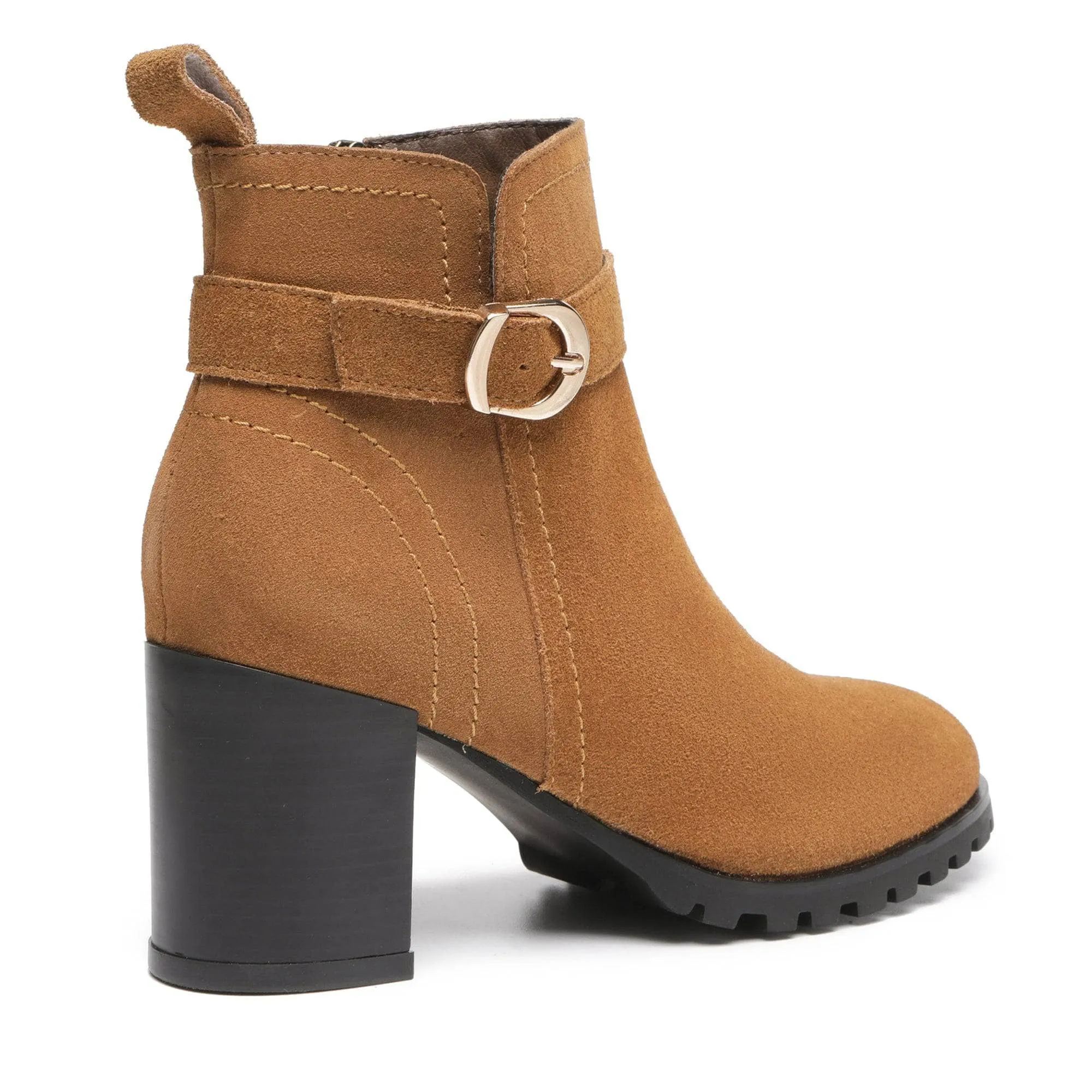 Coney Zipper Leather Ankle Boots