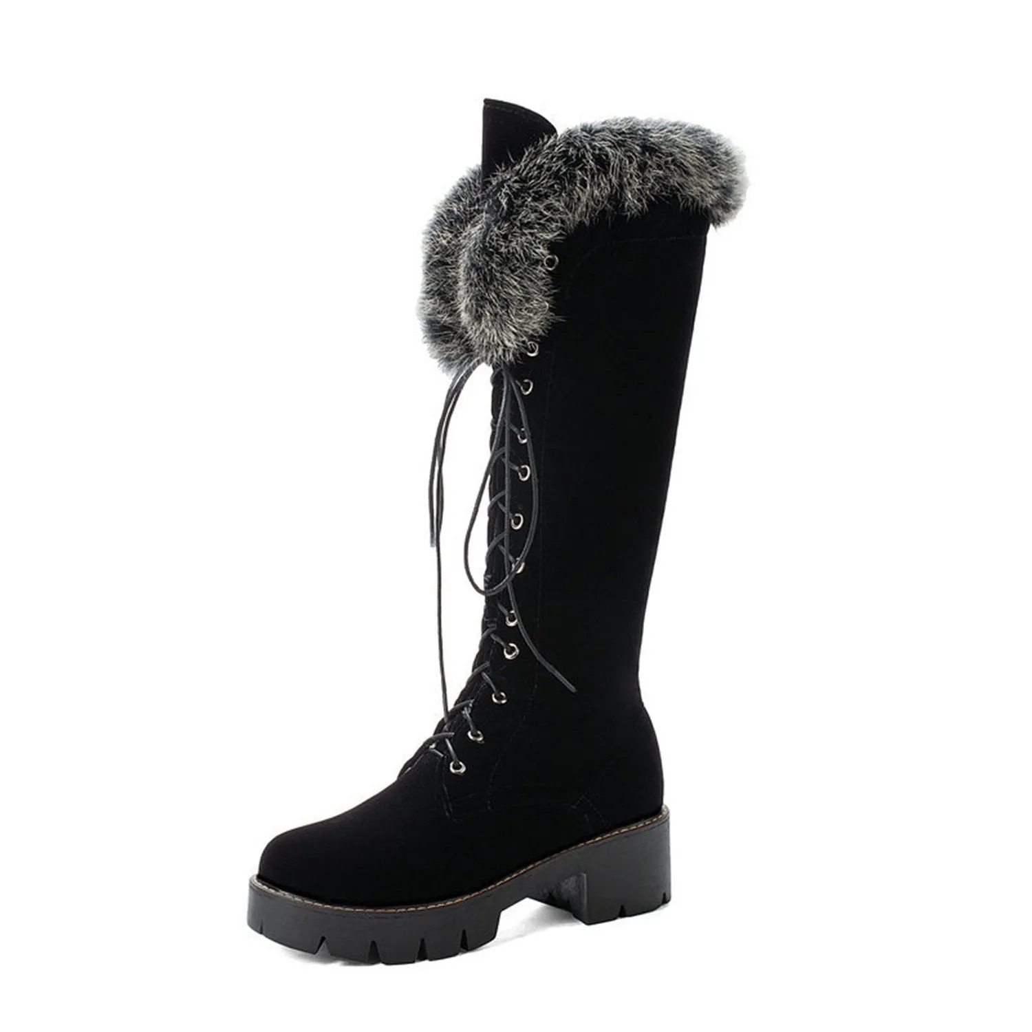 Faux Rabbit Fur High-top Snow Boots