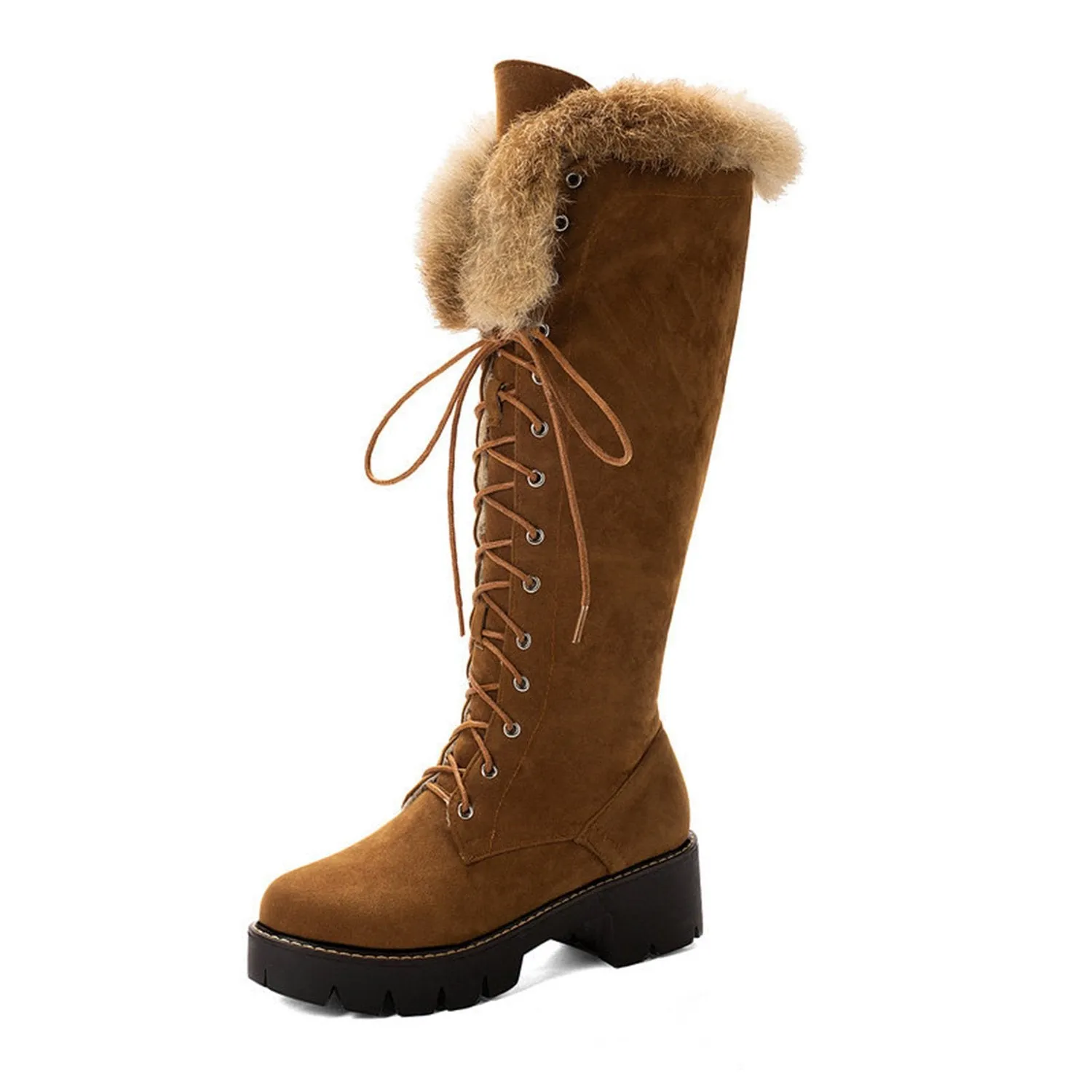 Faux Rabbit Fur High-top Snow Boots