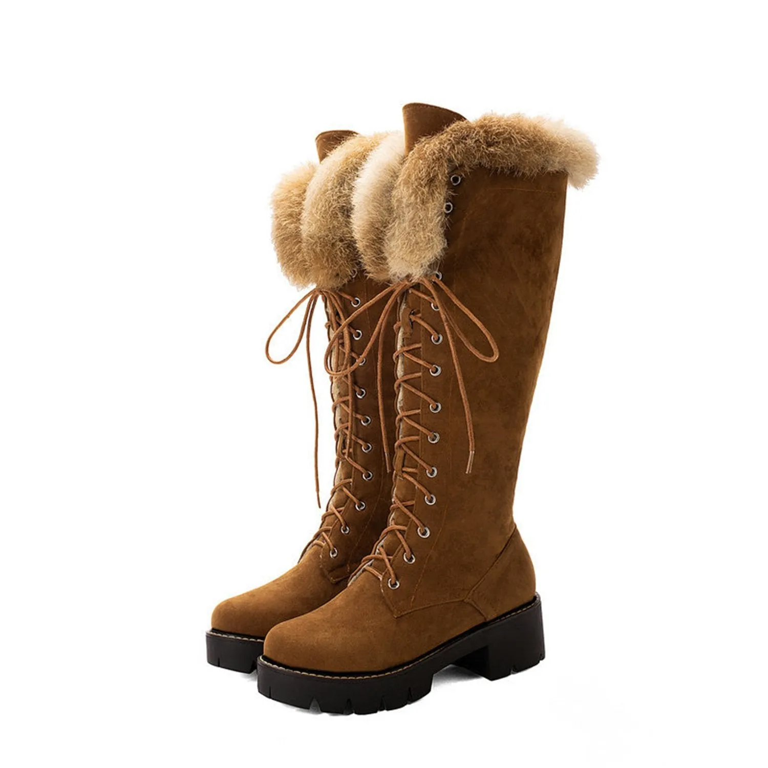 Faux Rabbit Fur High-top Snow Boots