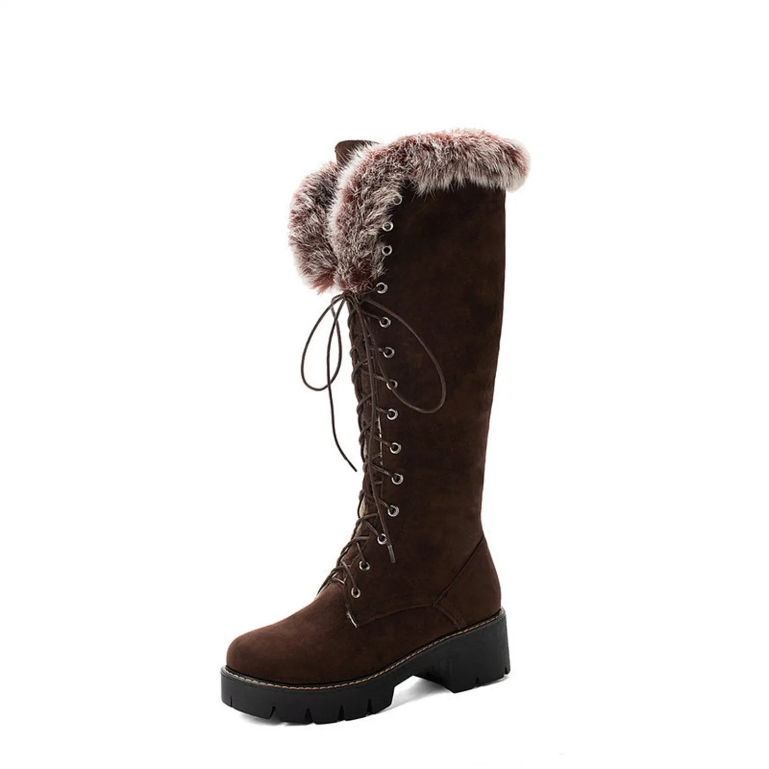 Faux Rabbit Fur High-top Snow Boots