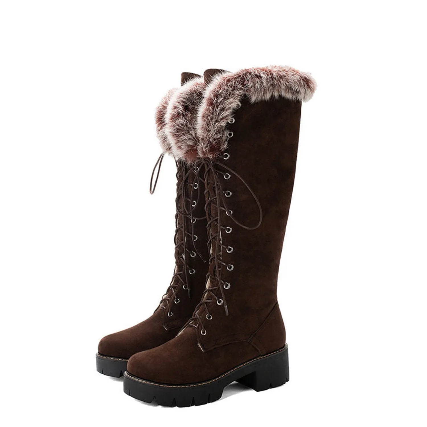 Faux Rabbit Fur High-top Snow Boots