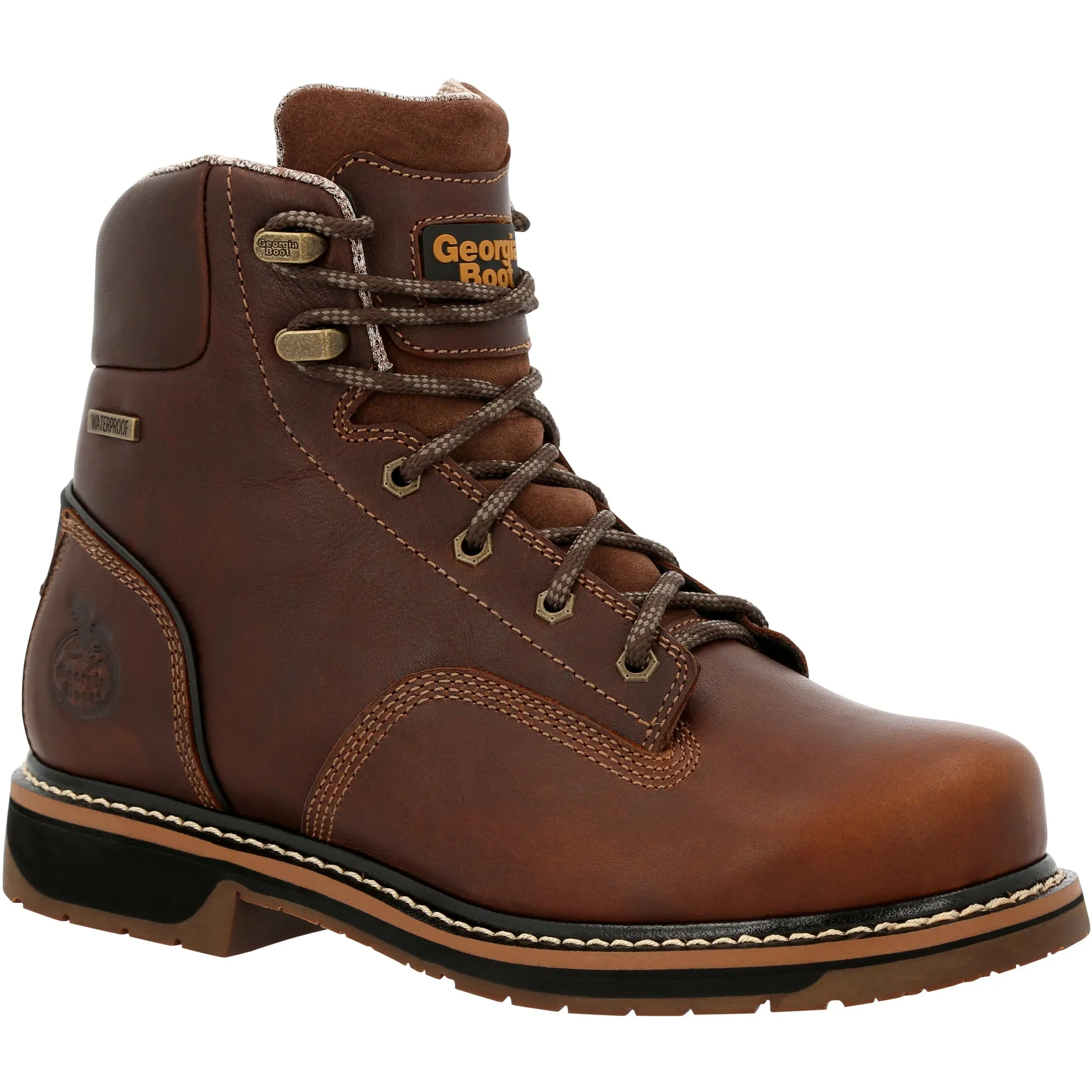 'Georgia Boot' Men's 6" Amp LT Edge EH WP Alloy Toe - Brown