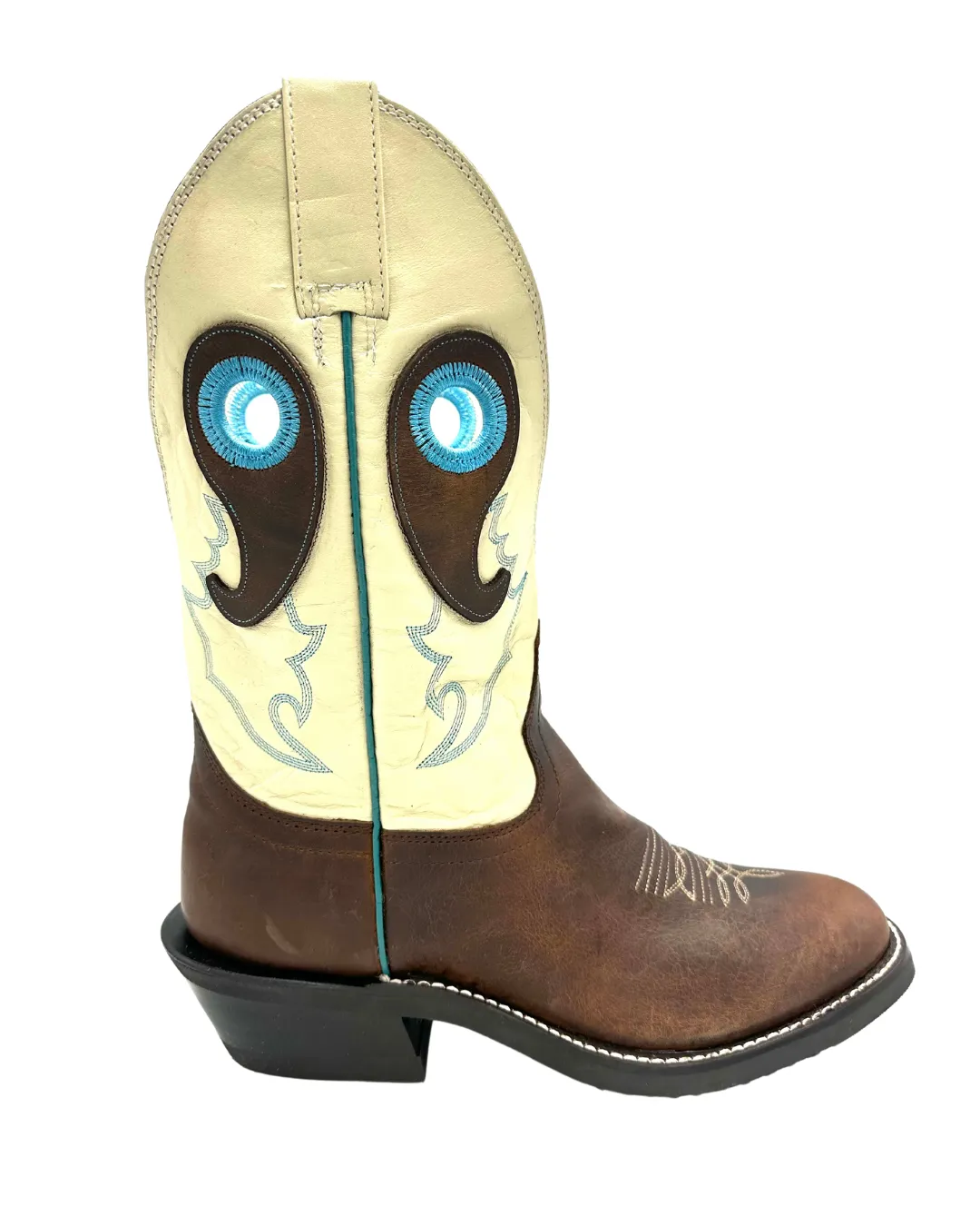 'Hondo Boots' Men's 12" Waxy Cowhide Western Round Toe - Brown Waxy / Bone