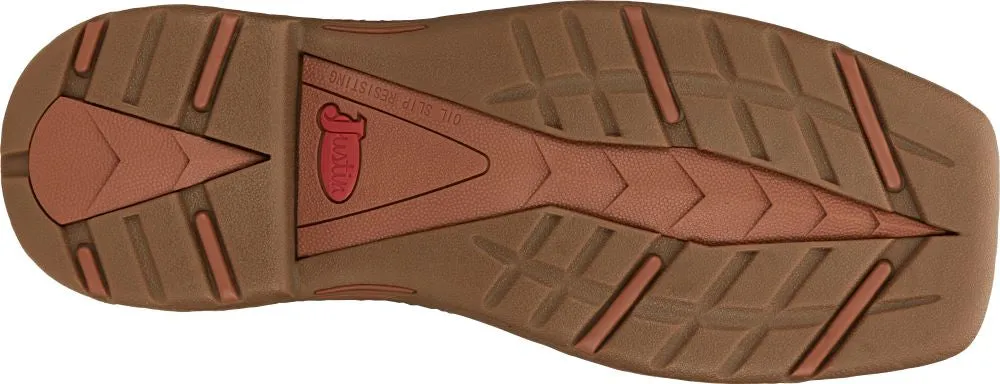 'Justin' Men's 11" Rush Western Square Toe - Peanut Tan / Bronze Orange