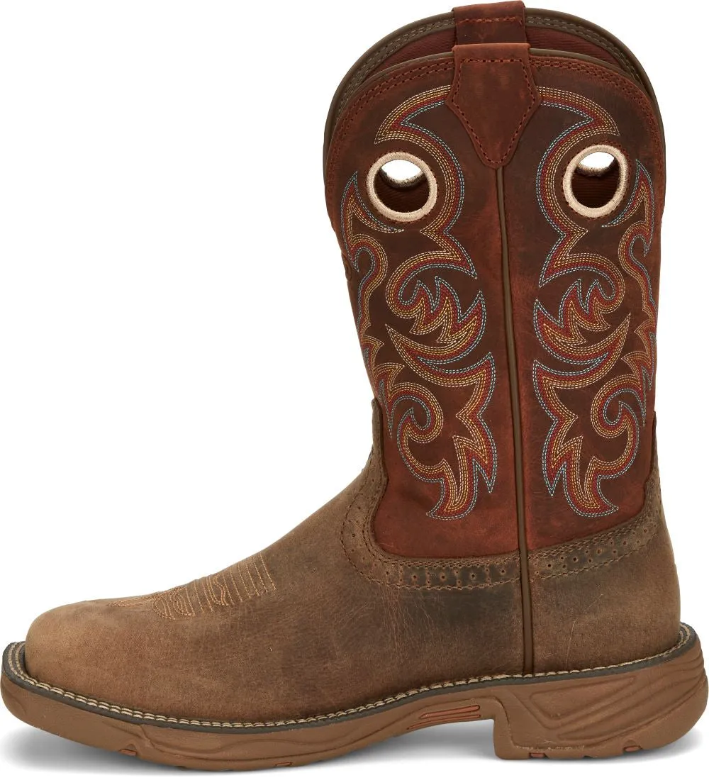 'Justin' Men's 11" Rush Western Square Toe - Peanut Tan / Bronze Orange