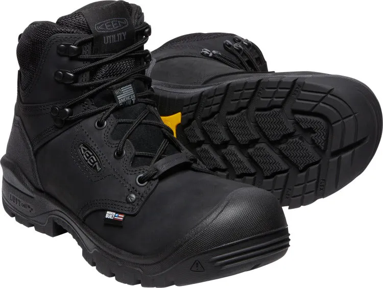 'Keen Utility' Men's 6 Independence EH WP Comp Toe - Black / Black