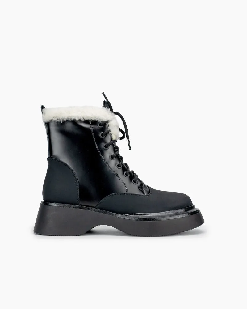 Lace Up Warm Faux Fur Lined Ankle Snow Boots