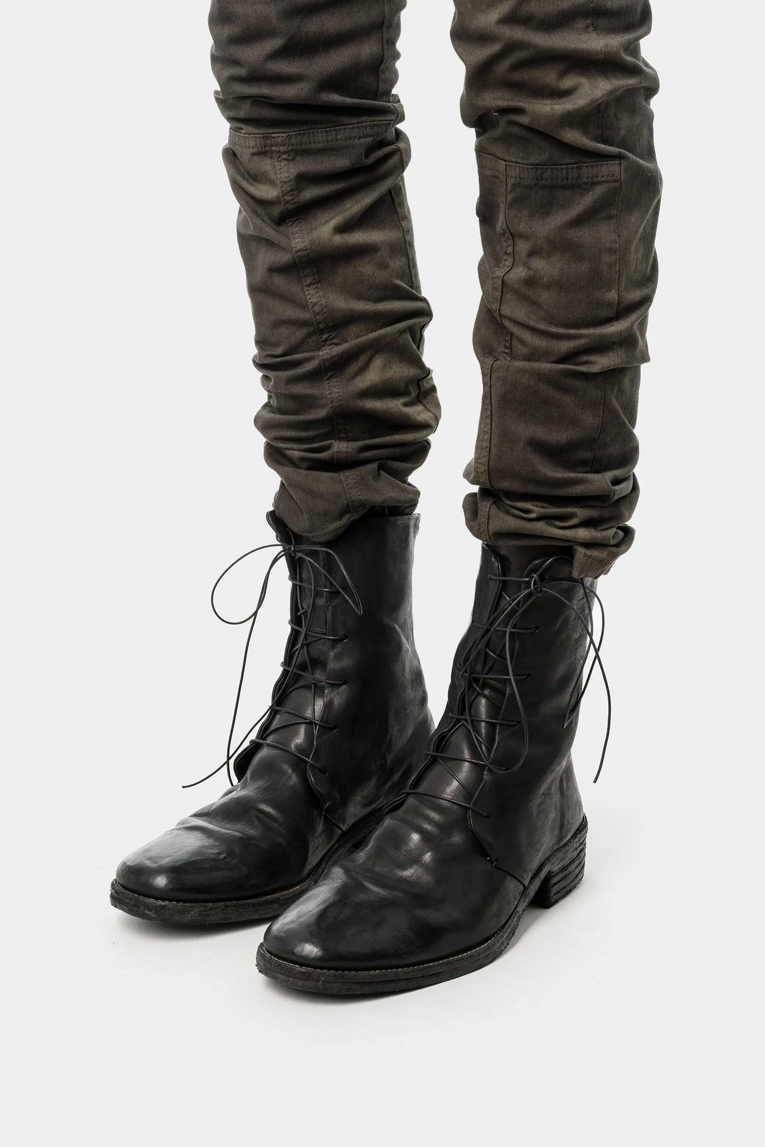 Laced leather boots