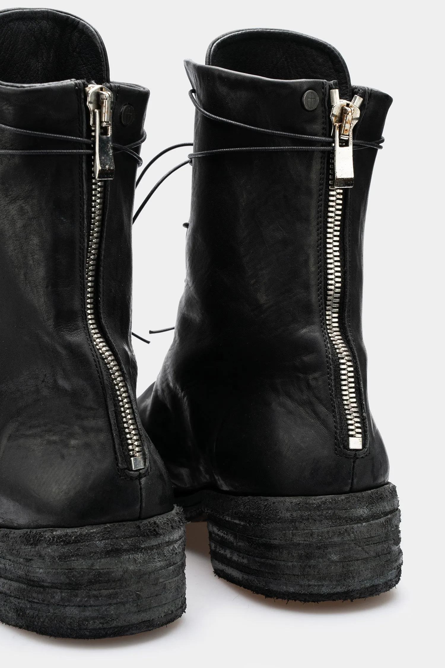 Laced leather boots