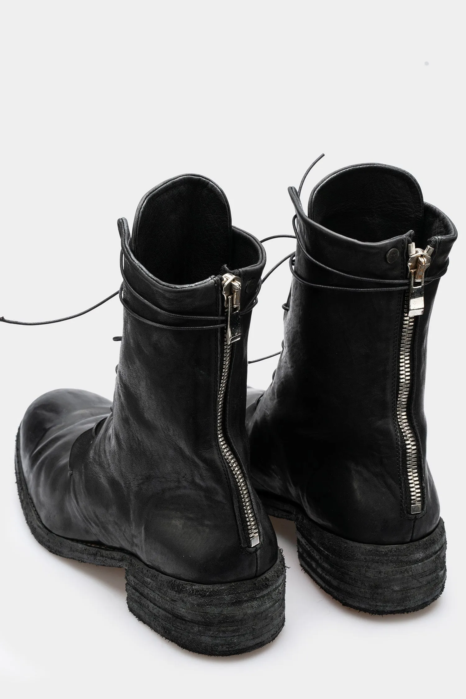 Laced leather boots