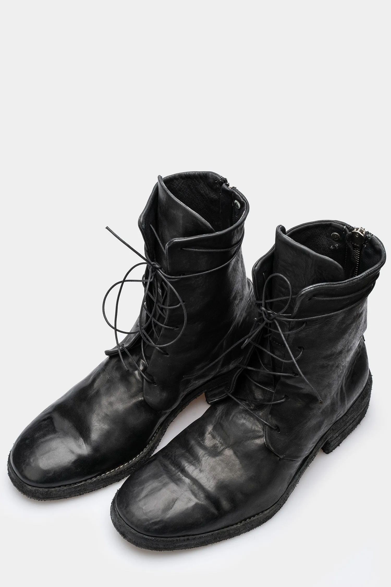 Laced leather boots