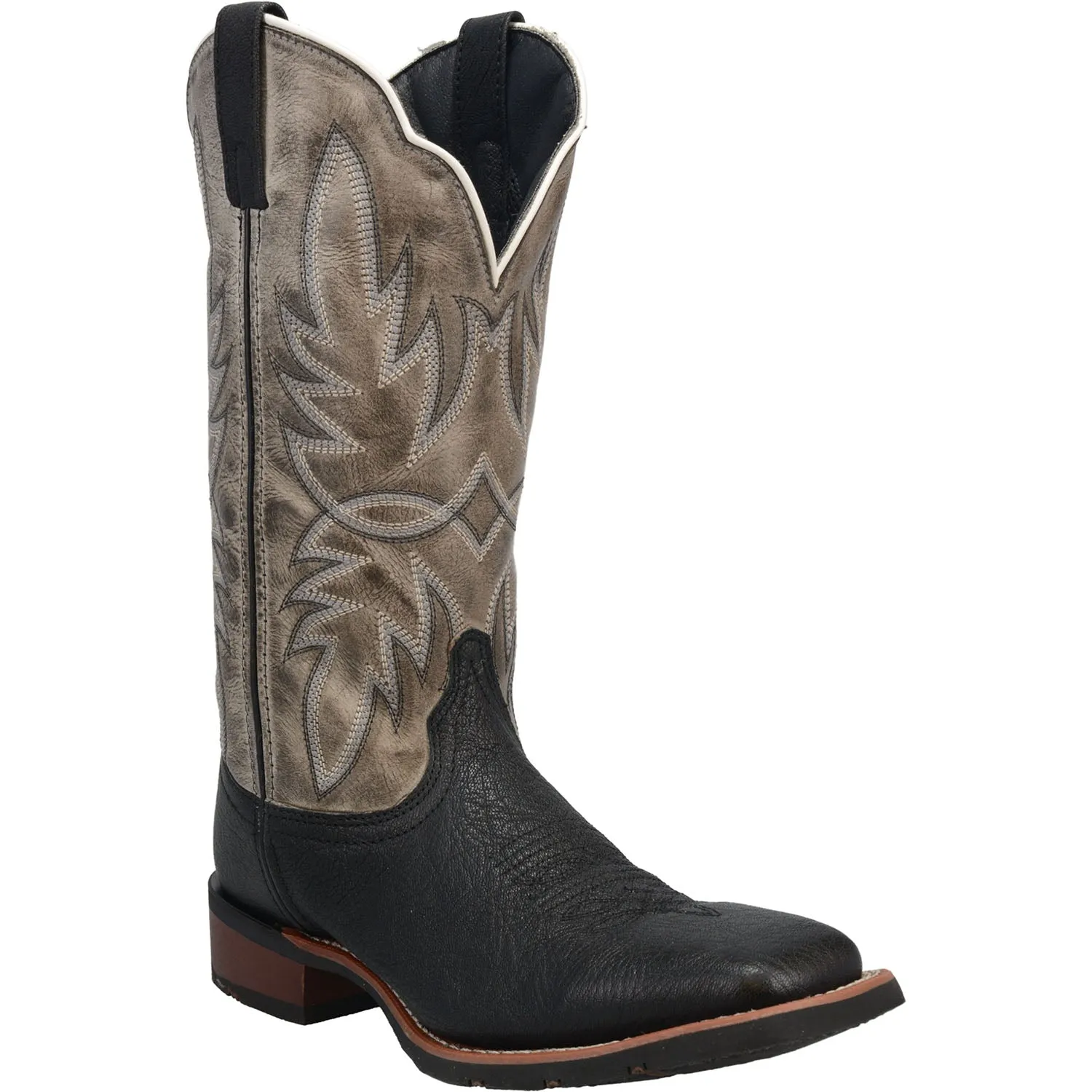 'Laredo' Men's 13" Isaac Western Square Toe - Black / Grey