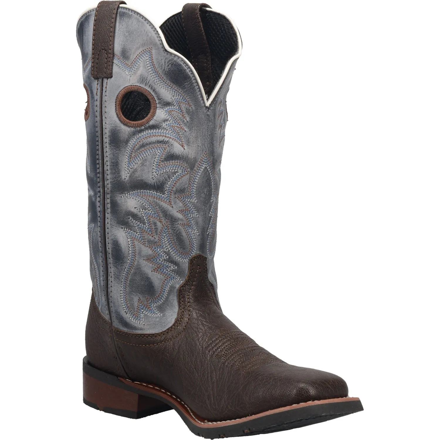 'Laredo' Men's 13" Taylor Western Square Toe - Chocolate / Blue