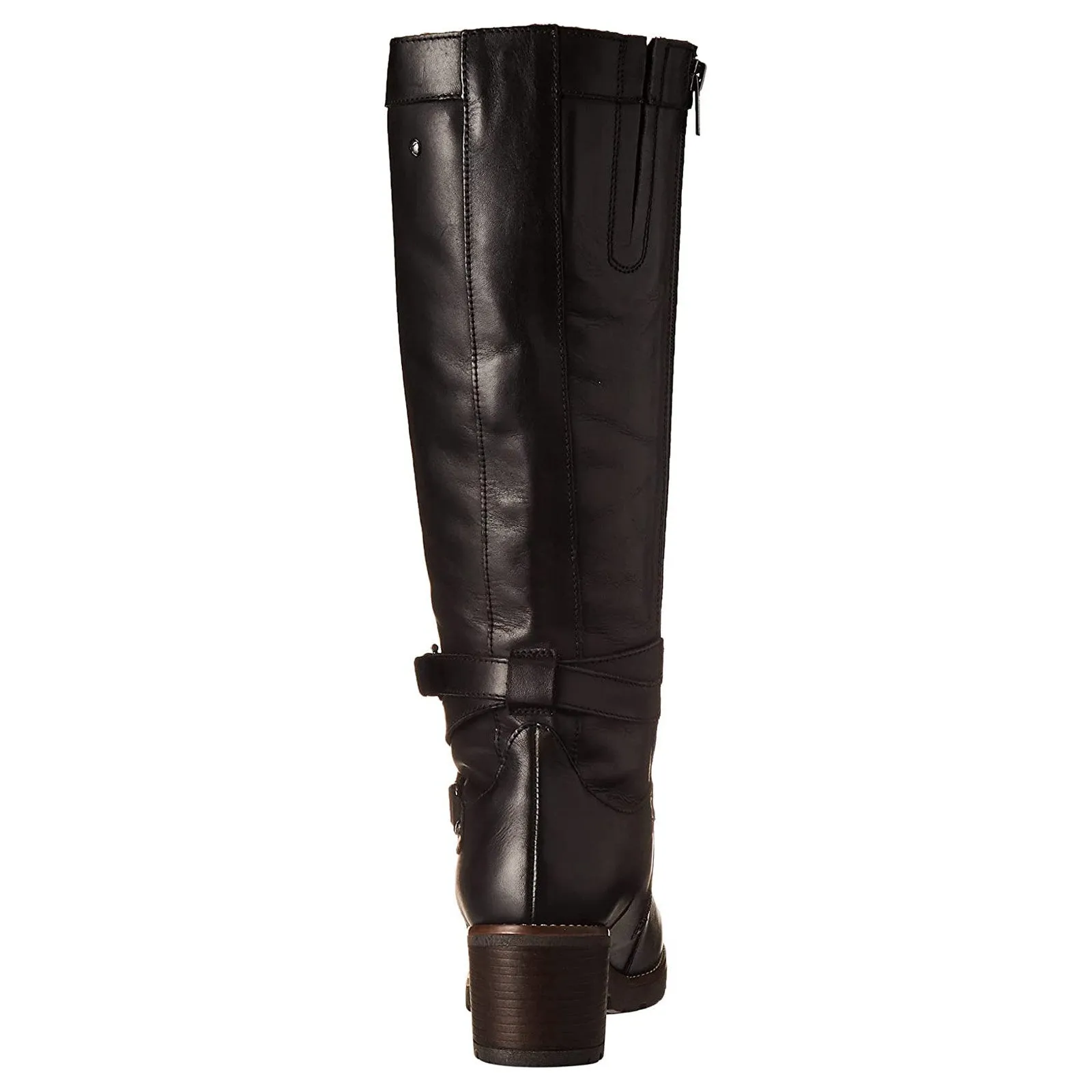 Llanes Calfskin Leather Women's Zip Up Stack Heeled Knee High Boots