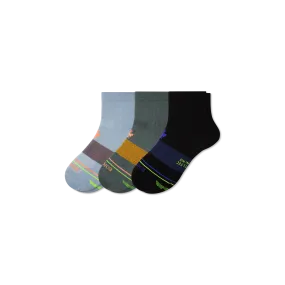 Men's Merino Wool Blend Athletic Quarter Sock 3-Pack