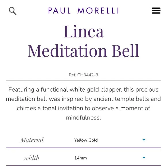 Paul Morelli Bell: Paul Morelli Linea Meditation Bell 14mm 18k gold