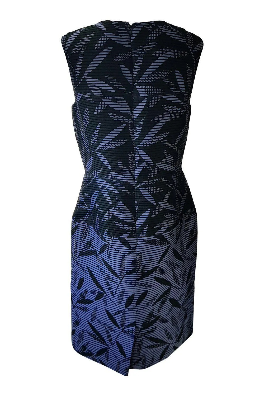 PAUL SMITH Silk Blue Green Leaf Print Sleeveless Shift Dress (IT 44)