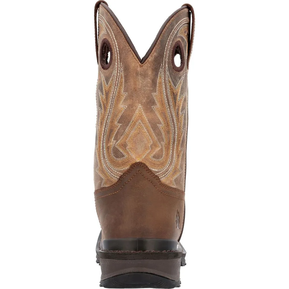 'Rocky' Men's 11" Ram's Horn EH Western Square Toe - Western Dark Brown