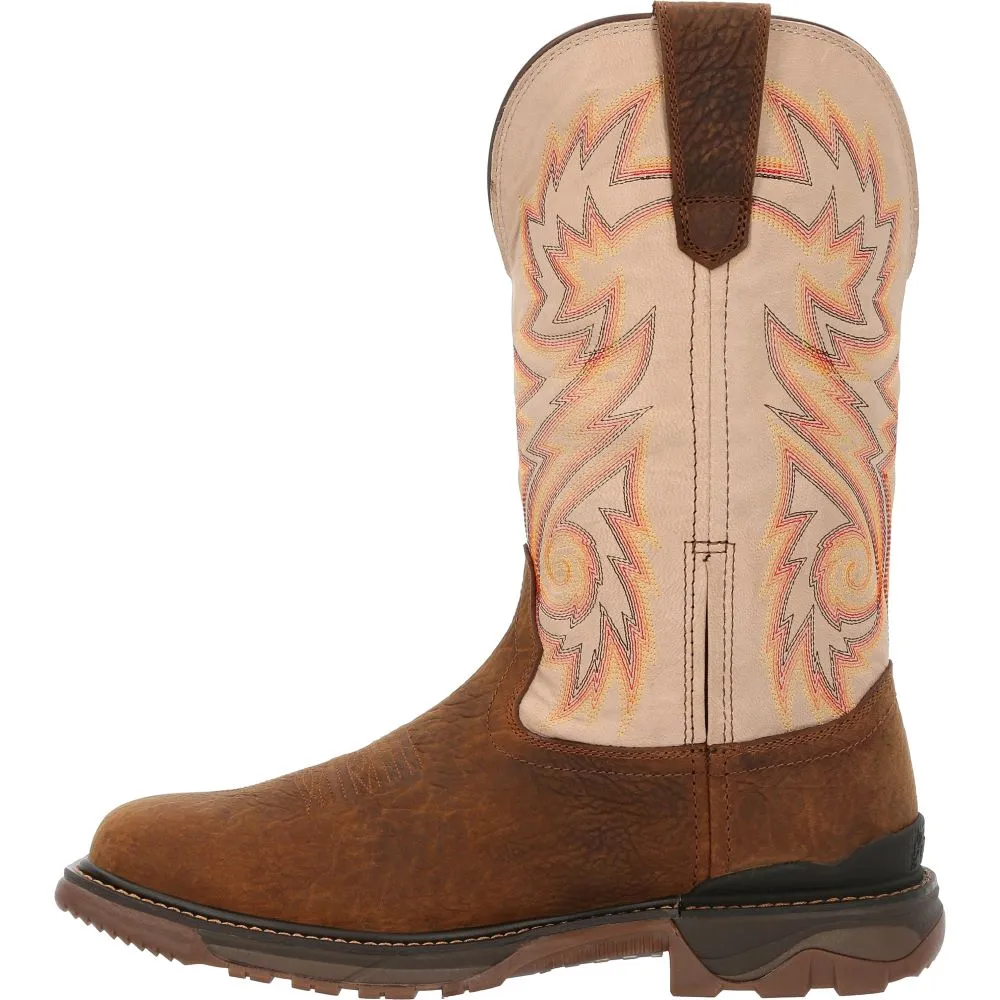 'Rocky' Men's 12" Carbon 6 EH WP Western Square Comp Toe - Brown / Bone