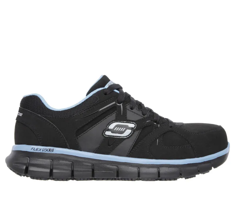 'Skechers' Women's Work: Synergy-Sandlot Alloy Toe - Black / Blue (Wide)