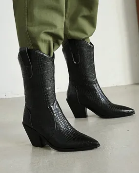 Soild Color Pointed Toe Boots