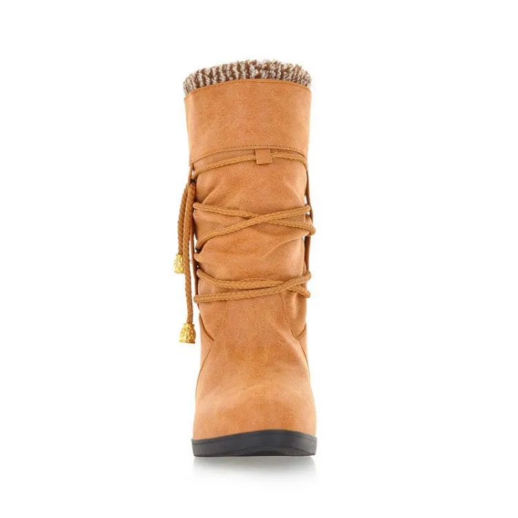 Tassel Rhinestone Mid Calf Boots for Women 5659