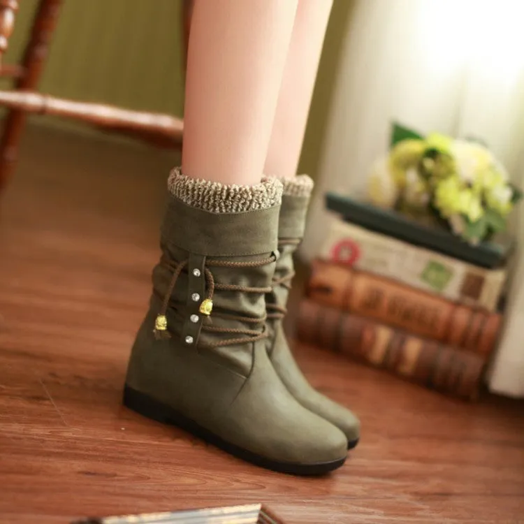 Tassel Rhinestone Mid Calf Boots for Women 5659